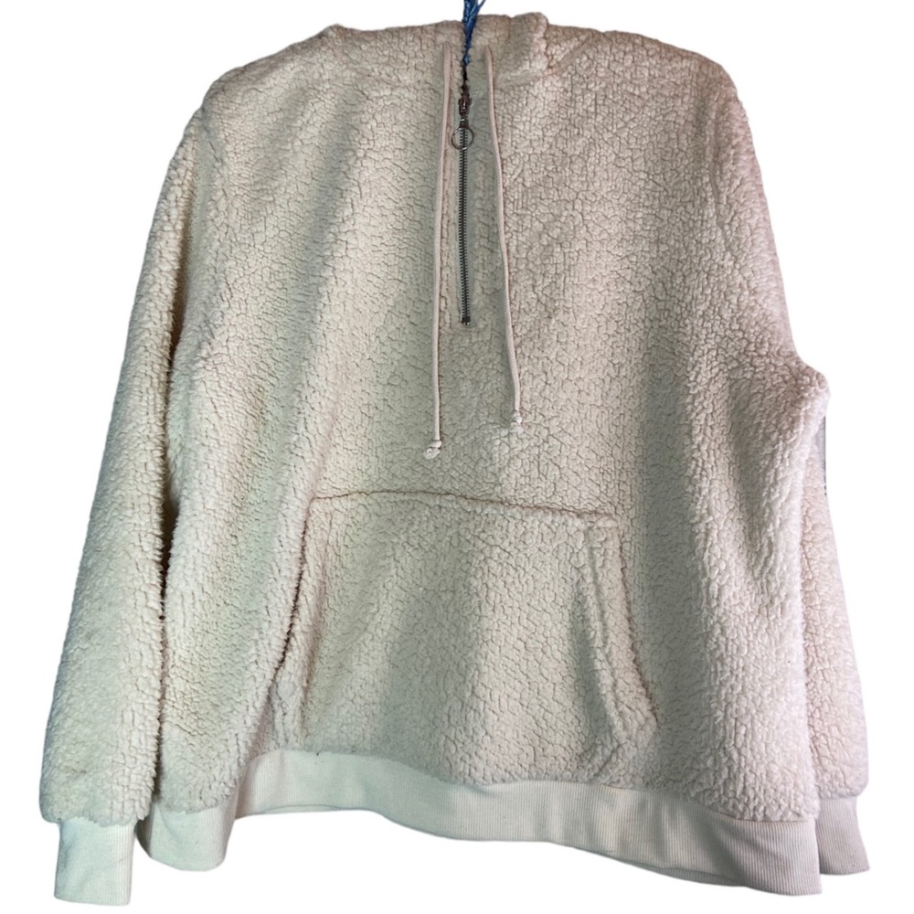 Nobo no boundaries hooded Big girls cream teddybear 1/2 zip pullover jacket xxxl